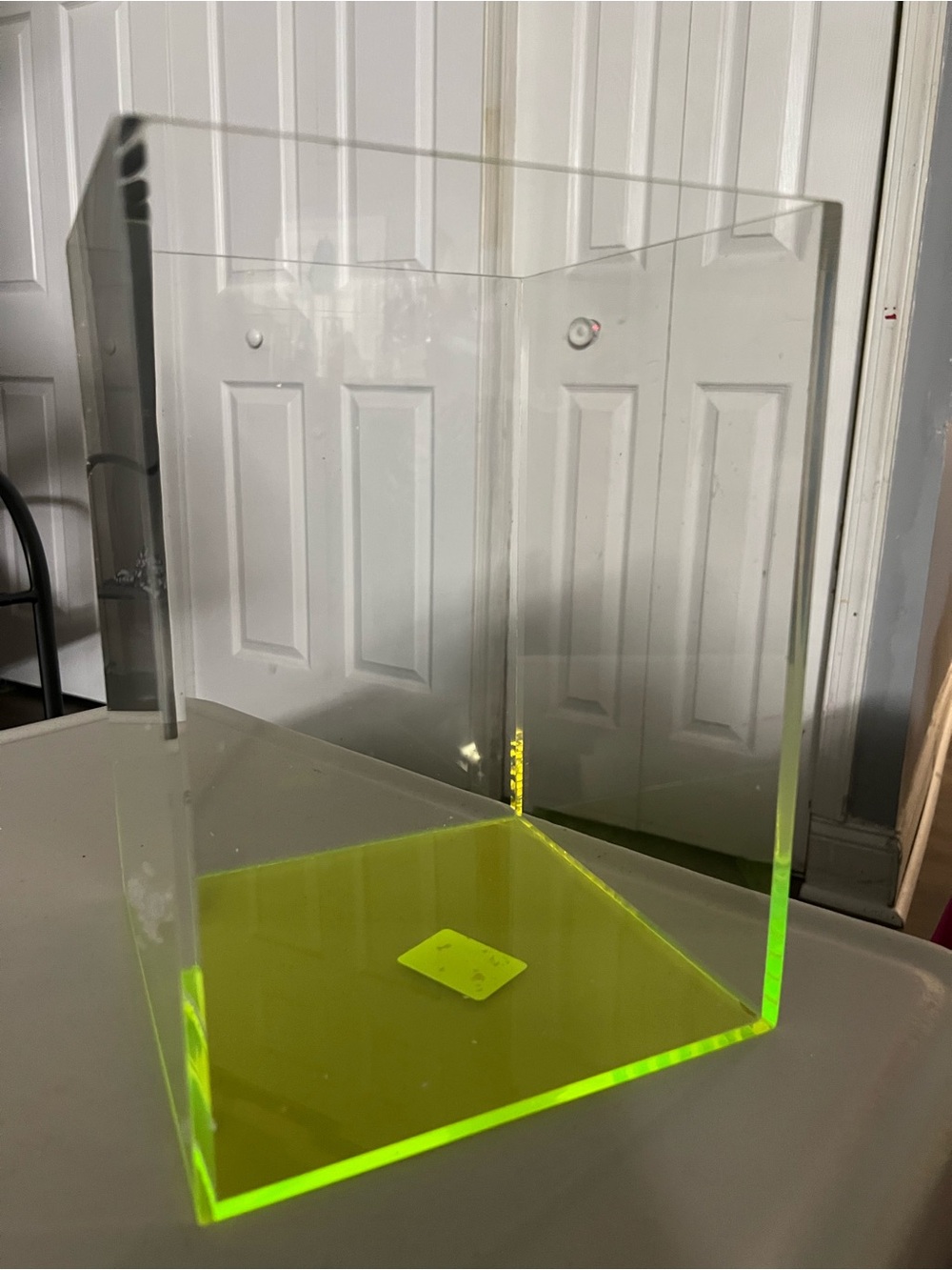 Clear Acrylic Display Box with Neon Yellow Base - Home Accents